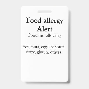 Food allergy alert add name text food items invita badge