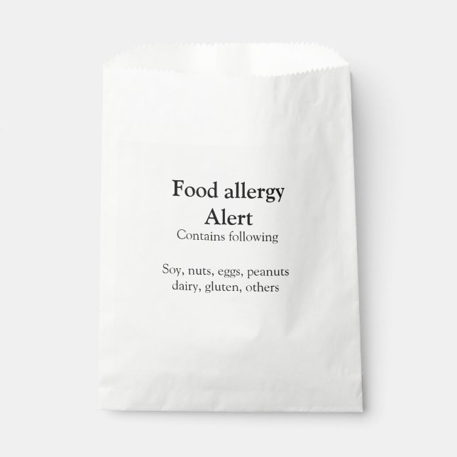 Food allergy alert add name text food items invita favour bag (Front)