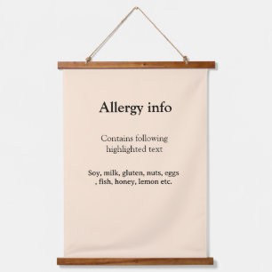 Food allergy alert add name text food items invita hanging tapestry