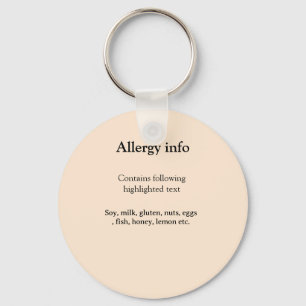 Food allergy alert add name text food items invita keychain