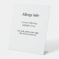 Food allergy alert add name text food items invita