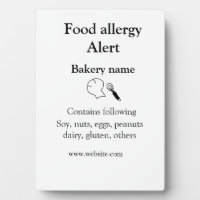 Food allergy alert add name text food items invita