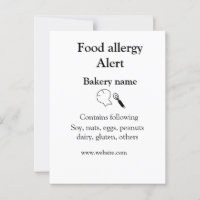 Food allergy alert add name text food items invita
