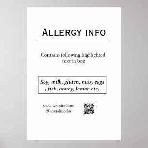Food allergy alert add name text food items QR Poster