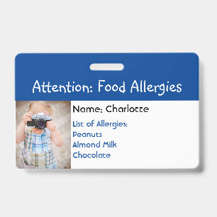 Food Allergy Alert Custom photo badge