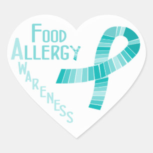 Food Allergy Awareness Heart Teal Ribbon Sticker