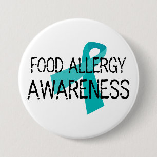 Food Allergy Awareness Teal Ribbon 3 Inch Round Button