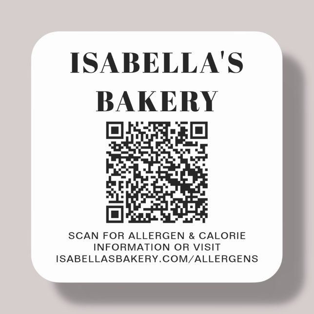 Food Allergy Calorie Information QR Code Square Sticker (Creator Uploaded)