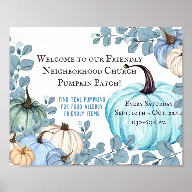 Food Allergy Friendly Teal Pumpkin Patch Poster (Front)