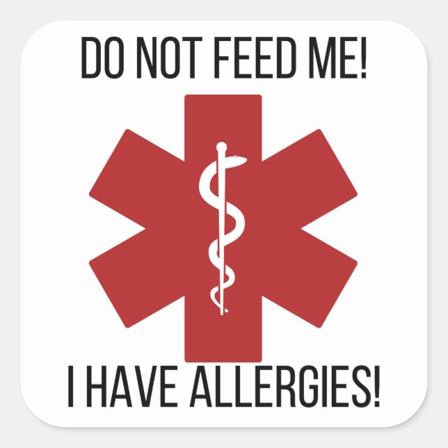 Food allergy stickers for daycare or school (Front)