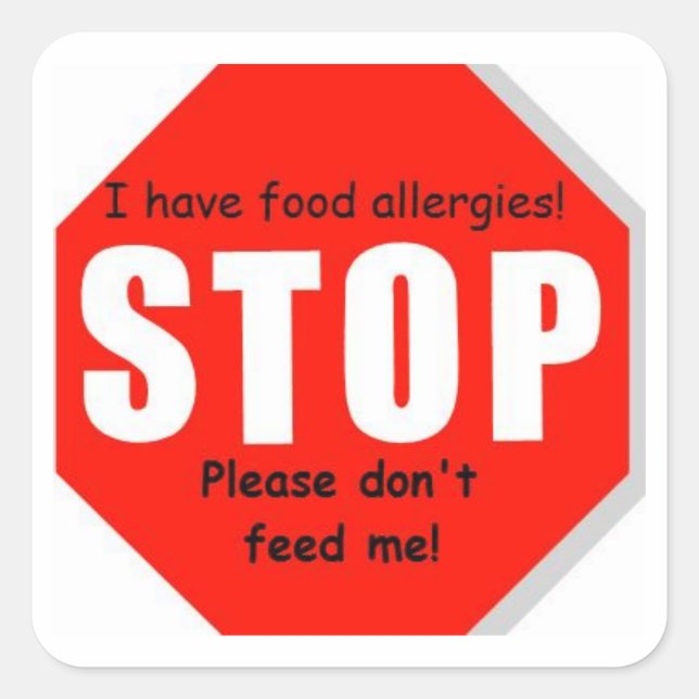 Food Allergy Stop Sign Stickers (Front)