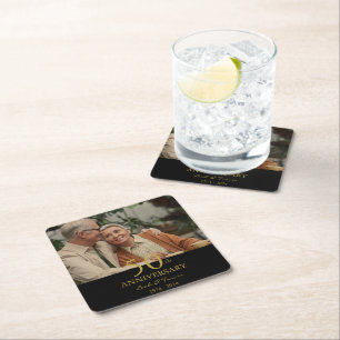 Food and Beverage Label Set Square Paper Coaster