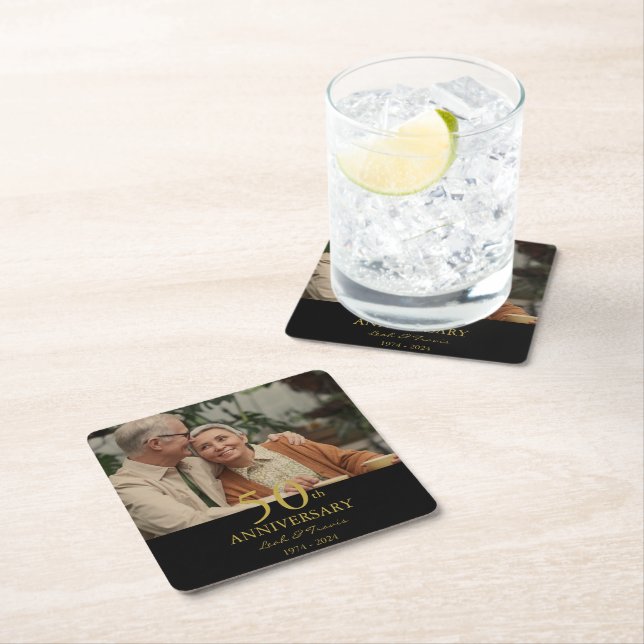 Food and Beverage Label Set Square Paper Coaster (Insitu)