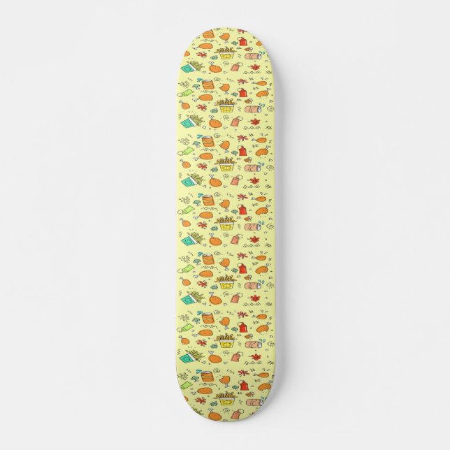 Food and drink pattern skateboard (Front)