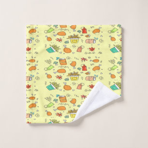 Food and drink pattern wash cloth