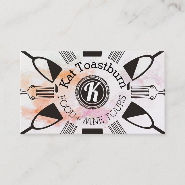 food and wine culinary catering business card (Front)