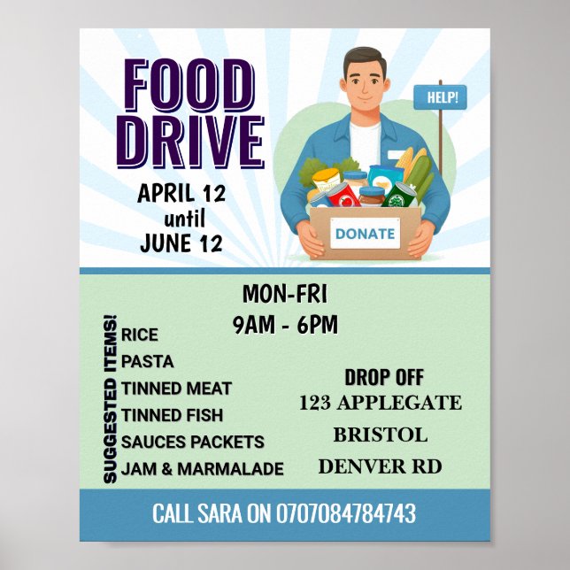 Food Bank Donation | Customizable Design for Poster (Front)