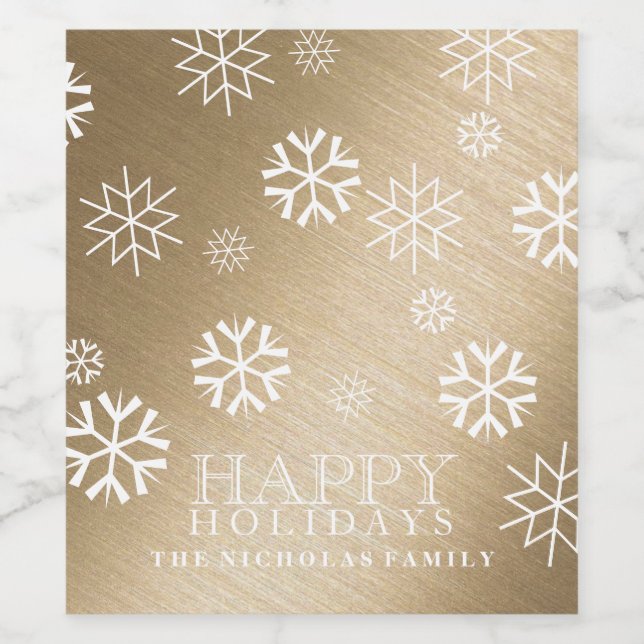 Food-Beverage Label Happy Holidays Brushed Gold (Single Label)