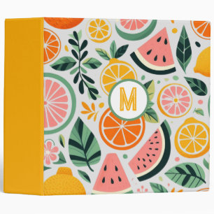 Food Blogger Decor Fruity Foodie Summer Monogram Binder
