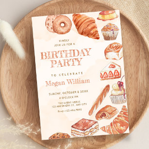 Food bread pastry art birthday invitation
