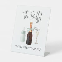Food Buffet Sign for Baby Shower Green Sip & See