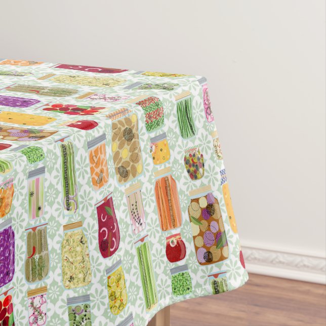 Food Canning Jars - Green Tablecloth (In Situ)