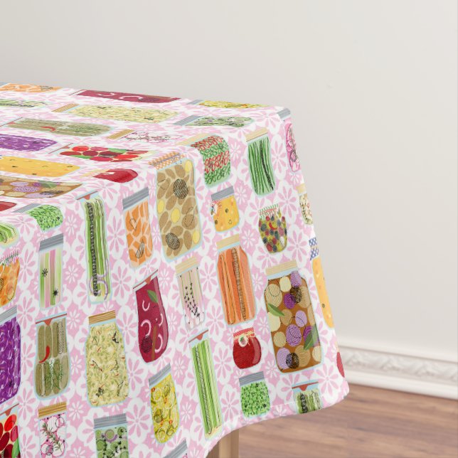 Food Canning Jars - Pink Tablecloth (In Situ)