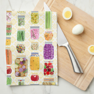Food Canning Jars - Yellow Kitchen Towel