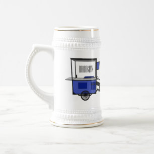 Food cart cartoon illustration beer stein