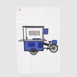 Food cart cartoon illustration golf towel