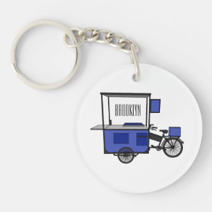 Food cart cartoon illustration keychain