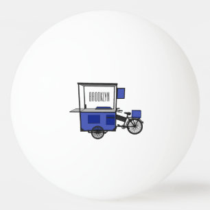 Food cart cartoon illustration ping pong ball