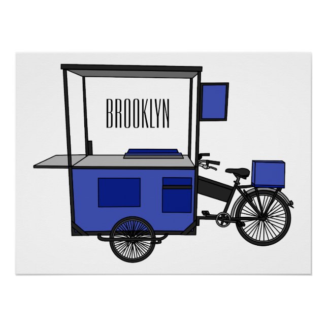 Food cart cartoon illustration poster (Front)