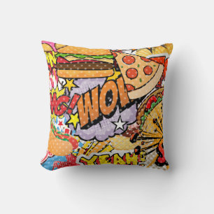 Food Cartoon Throw Pillow