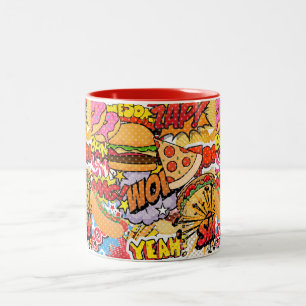 Food Cartoon Two-Tone Coffee Mug