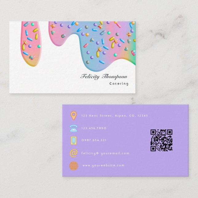 Food Catering QR Code Business Card (Front/Back)