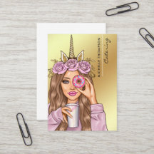 Food Catering Whimsical Unicorn Lady Business Card
