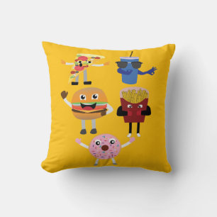 Food Characters Throw Pillow