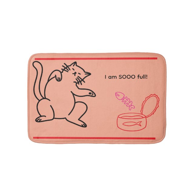 Food Coma Cat Plush Bath Mat (Front)