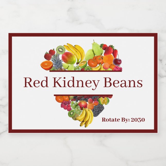 Food Container Canister Label Red Kidney Beans (Single Label)