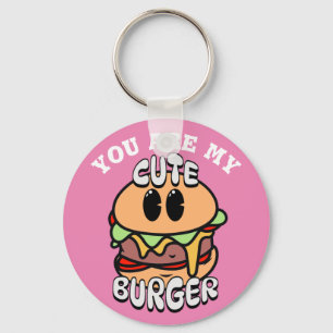 Food, Cute Burger, Sweet and humour valentine gift Keychain
