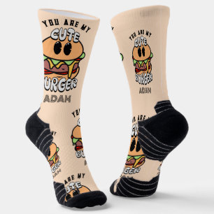 Food, Cute Burger, Sweet Romantic valentine gift Socks