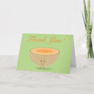 Food Cute Melon Cartoon Cantaloupe Thank You Card