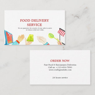 Food Delivery Watercolor Business Card