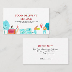 Food Delivery Watercolor Business Card