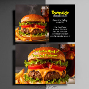 Food Diner Beef Bacon Egg Burger House Restaurant Business Card