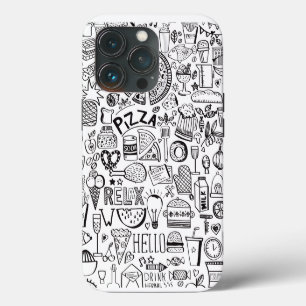 Food doodles notebook paper plates iPhone 13 pro case