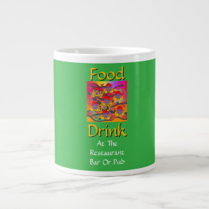 Food Drink At Restaurant Bar Or Pub Green  Large Coffee Mug