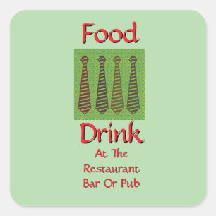 Food Drink At Restaurant Bar Or Pub  Lt Green Square Sticker