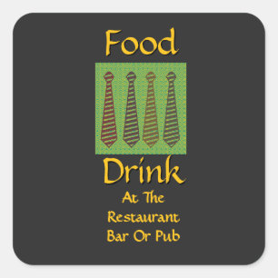 Food Drink At Restaurant Bar Or Pub Wedding Black Square Sticker